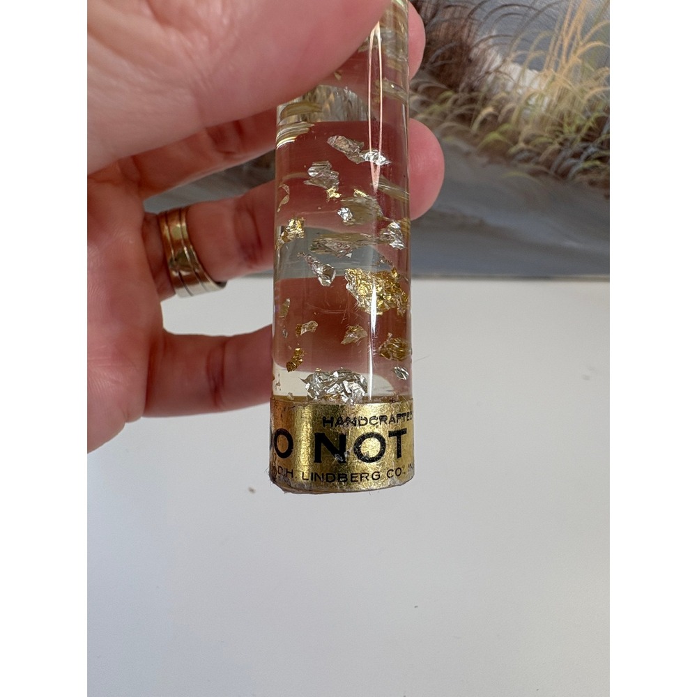 Vintage D.H. Lindberg Handcrafted Gold Silver Flake Acrylic Taper Candle 10.5" - Picture 3 of 10